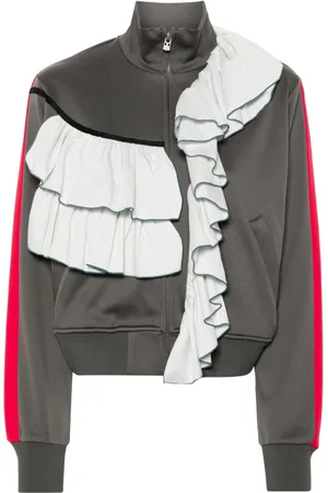 FACETASM Ruffled striped zipped jacket