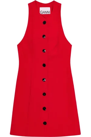 Ganni Knot-detail button-up minidress