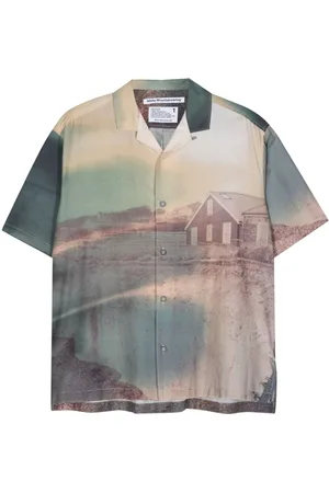WHITE MOUNTAINEERING Photograph-print cotton-silk blend shirt