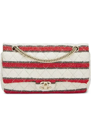 CHANEL 2009 medium Classic Flap striped shoulder bag