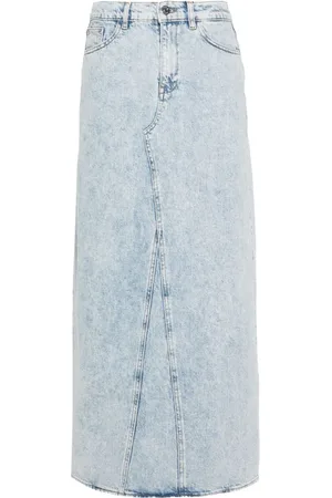Gestuz Logo-patch maxi denim skirt