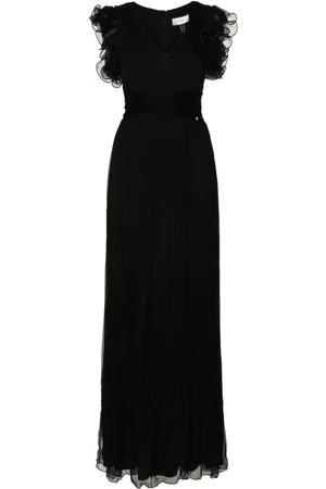 NISSA Ruffled silk maxi dress