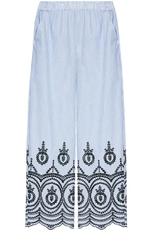 Munthe Embroidered-motif striped trousers