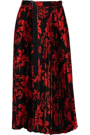 SACAI Floral-print pleated midi skirt
