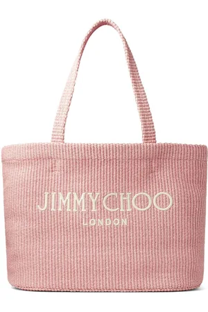 Jimmy Choo Logo-embroidered raffia beach bag