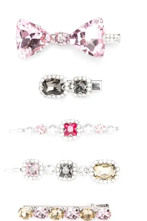 MONNALISA Gem-embellished hair clips (set of five)