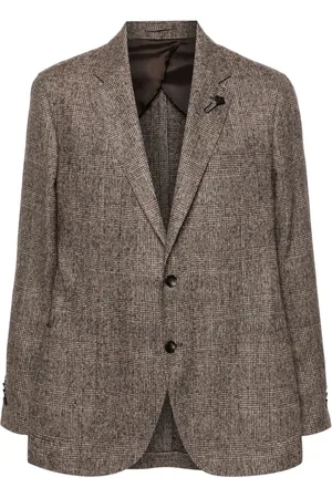 LARDINI Check-pattern single-breasted blazer