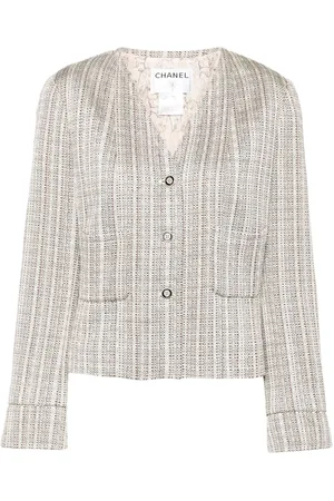 CHANEL 2003 tweed collarless jacket