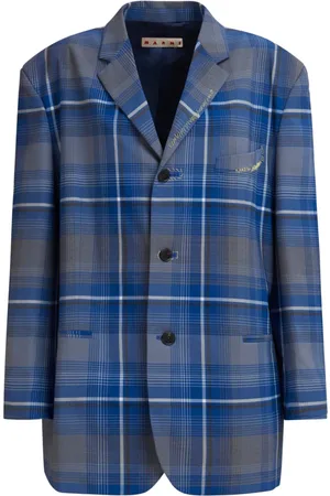 Marni Logo-embroidered checked blazer