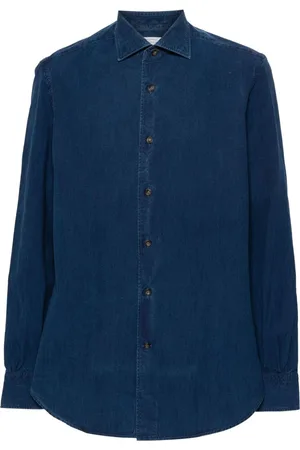 MAZZARELLI Spread-collar denim shirt