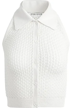 ALICE+OLIVIA Spread-collar crochet top