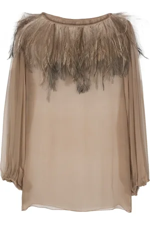 Dolce & Gabbana 2000s feather-trim silk blouse