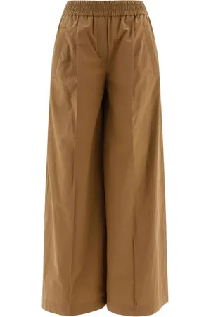 Brunello Cucinelli Wide-leg pleated cotton trousers