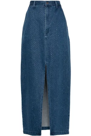 Sandro Rhinestone-embellished denim skirt