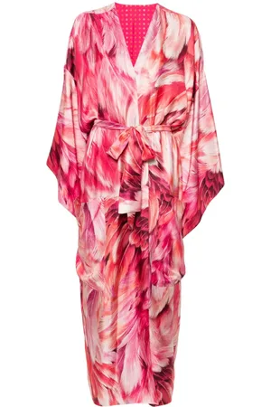 Roberto Cavalli Plumage-print reversible kimono
