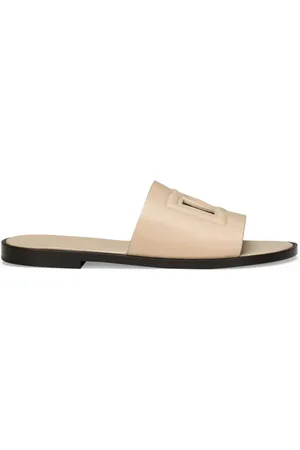 Dolce & Gabbana Embossed-logo leather slides