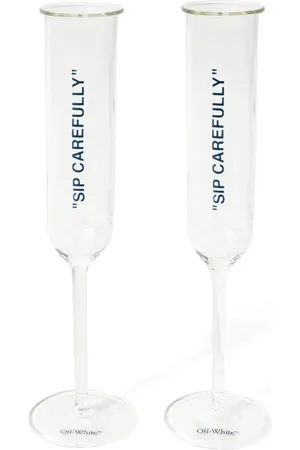 OFF-WHITE Quote-print champagne flutes (set of two)