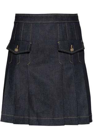 Sandro Mid-rise pleated denim miniskirt