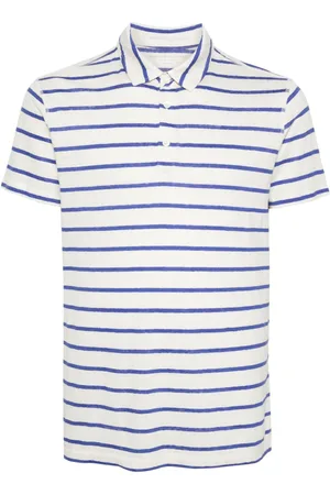 Majestic Striped linen-blend polo shirt