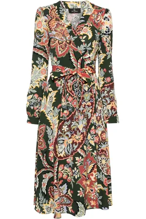 Etro Floral crepe wrap midi dress