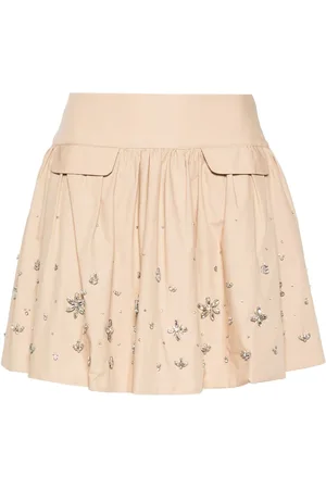 Self-Portrait Crystal-embellished cotton miniskirt