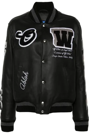 OFF-WHITE Appliqué leather bomber jacket