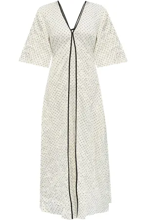 Ganni Crinkle-texture polka dot midi dress