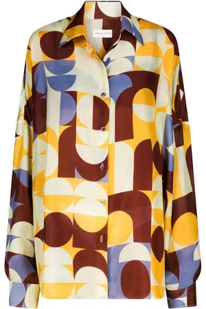 DRIES VAN NOTEN Geometric-print silk shirt