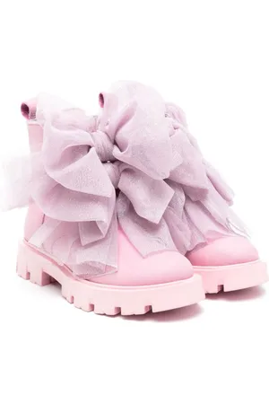 MONNALISA Oversized-bows leather boots