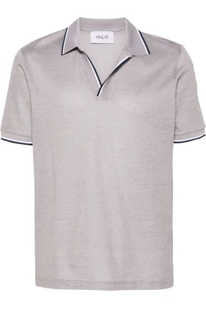 D4.0 Striped-edge cotton polo shirt