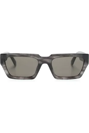 Moschino Rubberised-logo rectangle-frame sunglasses