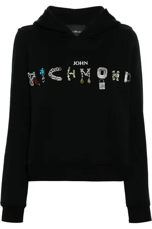 John Richmond Rhinestoned cotton hoodie