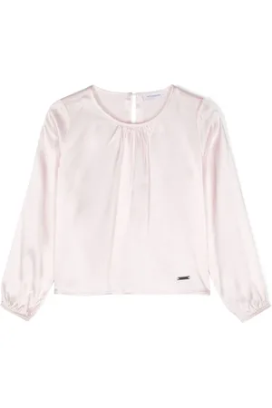 MONNALISA Logo-plaque satin top