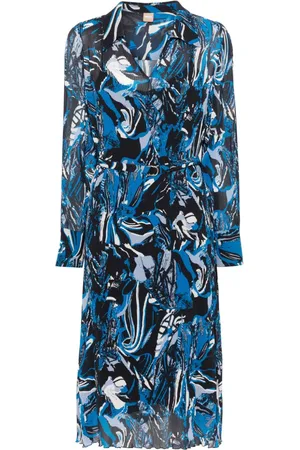 HUGO BOSS Seasonal-print pleated midi dress