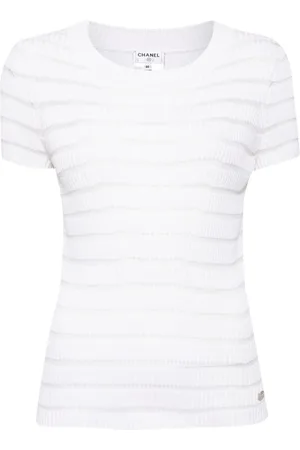 CHANEL 2000s striped knitted T-shirt
