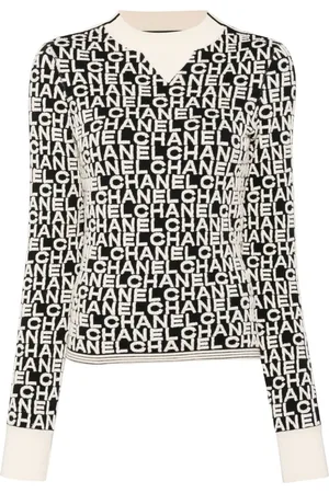 CHANEL 2001 logo-intarsia wool jumper