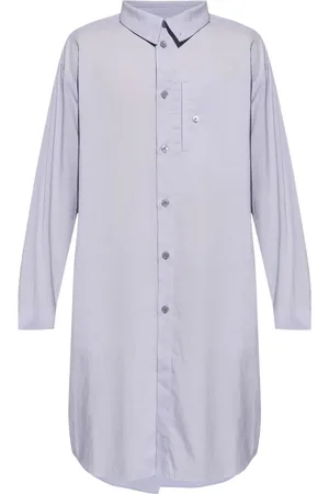 Issey Miyake PL Ramie folded-yoke longline shirt