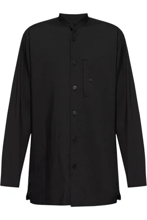 Issey Miyake PL Ramie folded-yoke shirt