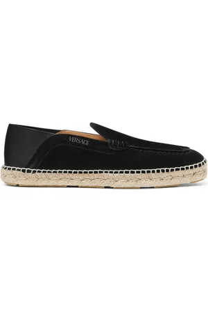 VERSACE Logo-print suede espadrilles