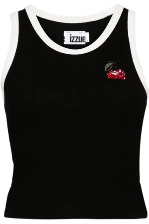 Izzue Logo-embroidered contrasting-trim tank top