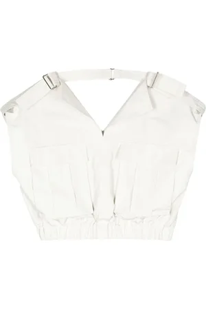 LVIR Buckled-strap V-neck crop top