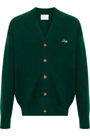 Drôle de Monsieur Embroidered-logo knitted cardigan