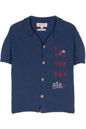 The Animals Observatory Motif-embroidered terry-cloth shirt