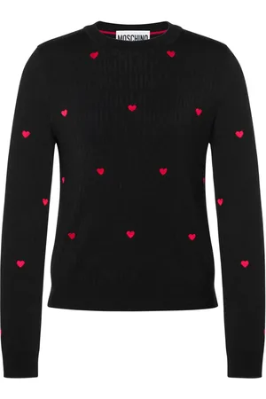 Moschino Heart-embroidered intarsia-knit jumper