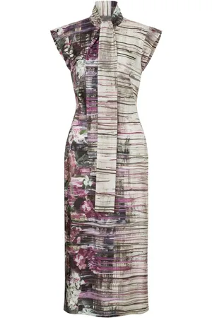 Alberta Ferretti Draped-strap abstract-print dress