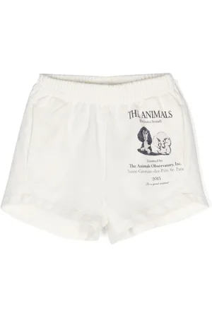 The Animals Observatory Gardener illustration-print cotton shorts