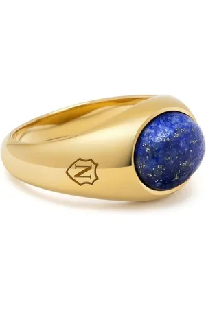 Nialaya Lapis lazuli engraved signet ring