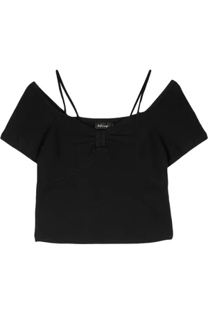 tout a coup Gathered-detail ribbed crop top