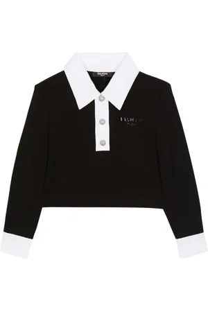 Balmain Contrasting-collar polo sweatshirt