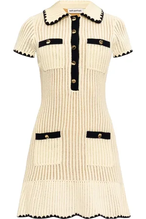 Self-Portrait Decorative buttons ribbed knit minidress
